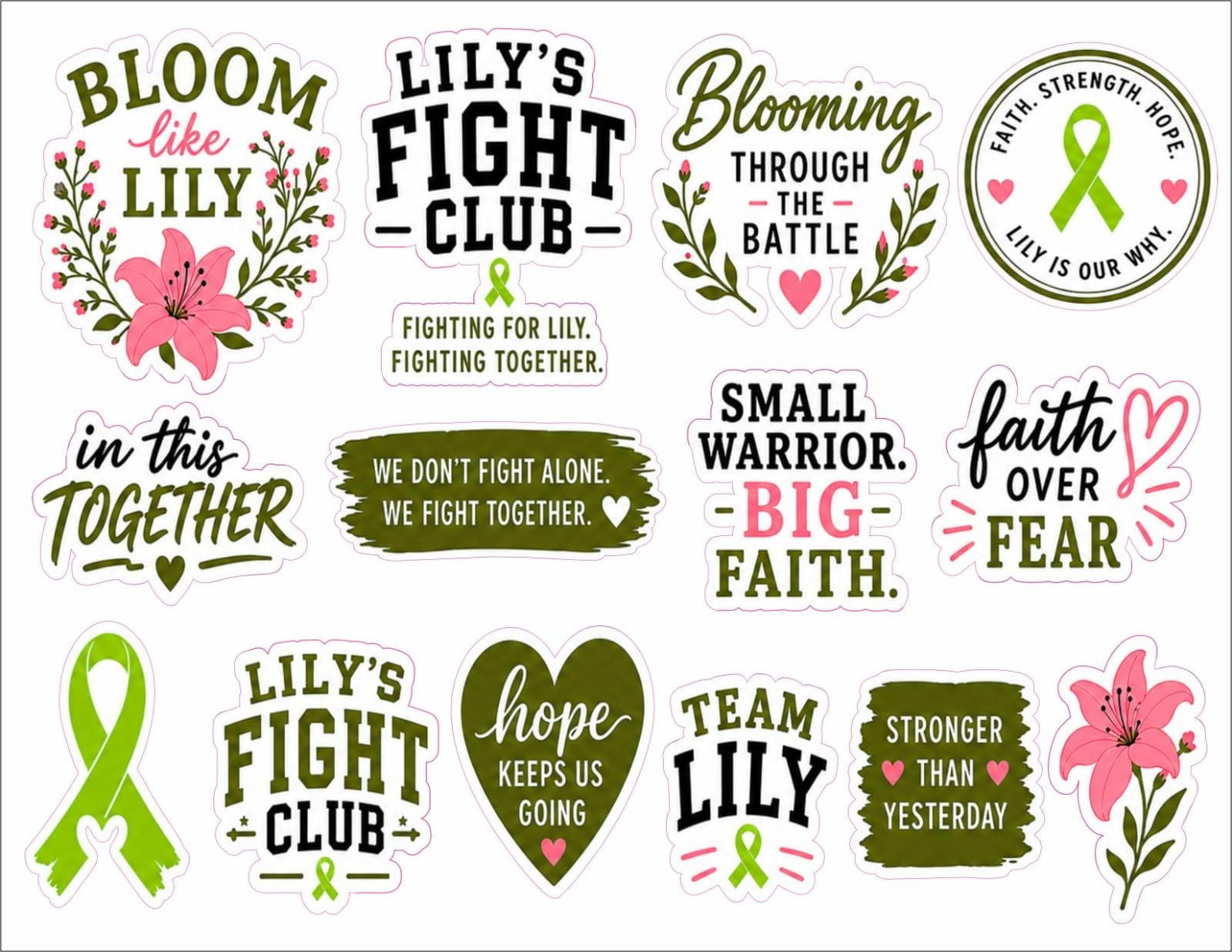 Lily Strong Sticker Sheet - 14 Pieces